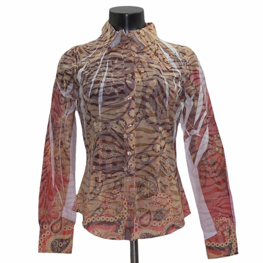 REBA Multicolored Printed Button Down Blouse